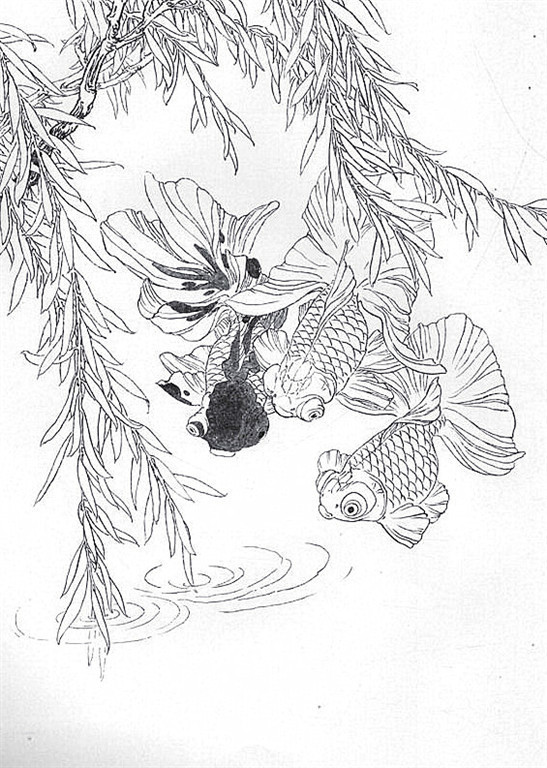 名家白描花鸟之金鱼篇