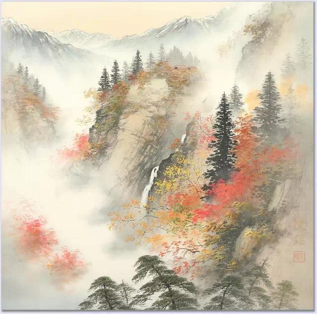远看山有色近听水无声日本画家小岛光径山水画