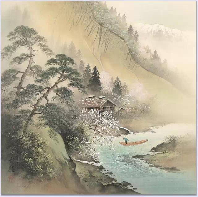 远看山有色近听水无声日本画家小岛光径山水画