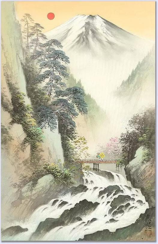 远看山有色近听水无声日本画家小岛光径山水画