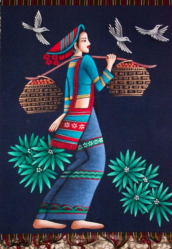 云南女人是如此的美云南重彩画