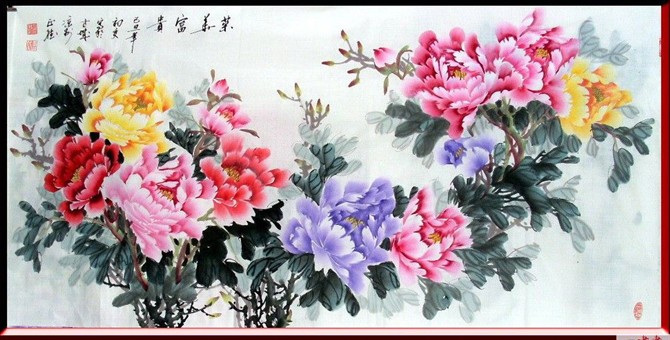 国画牡丹百图6写意牡丹横幅6