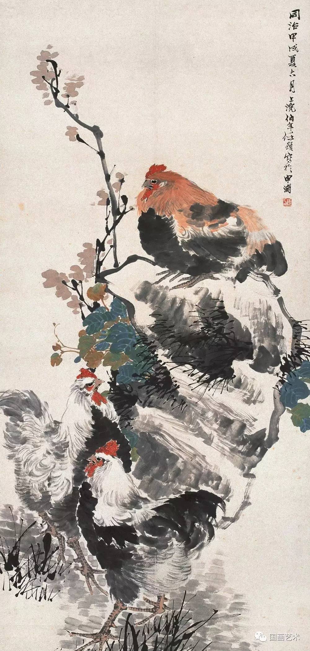 名家画鸡任伯年画鸡作品欣赏上