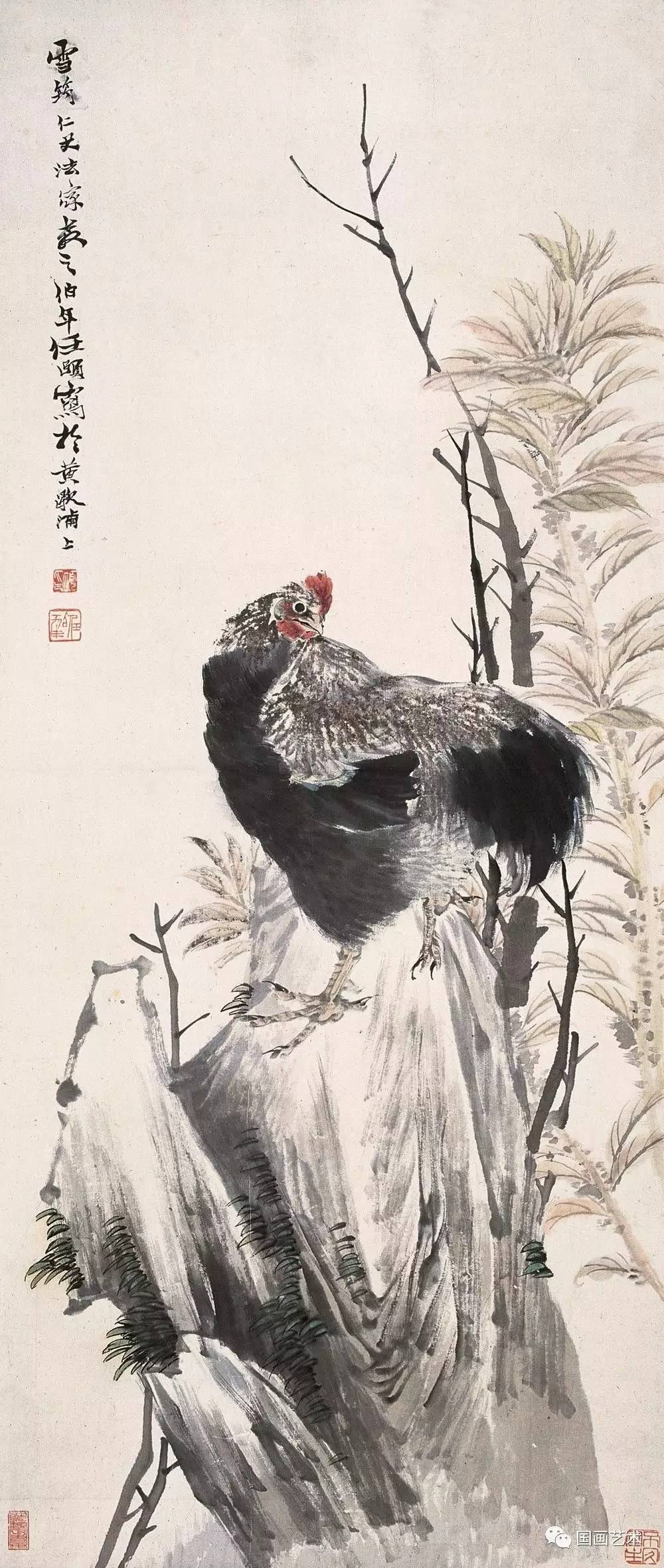 名家画鸡任伯年画鸡作品欣赏上