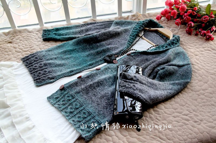 段染针织小翻领长袖开衫,女士秋冬编织,快乐编织论坛[好网角文章收藏]