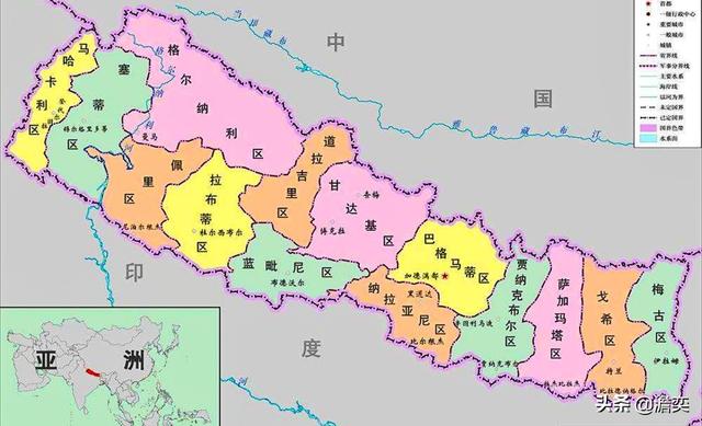 尼泊尔在地图上的位置图片
