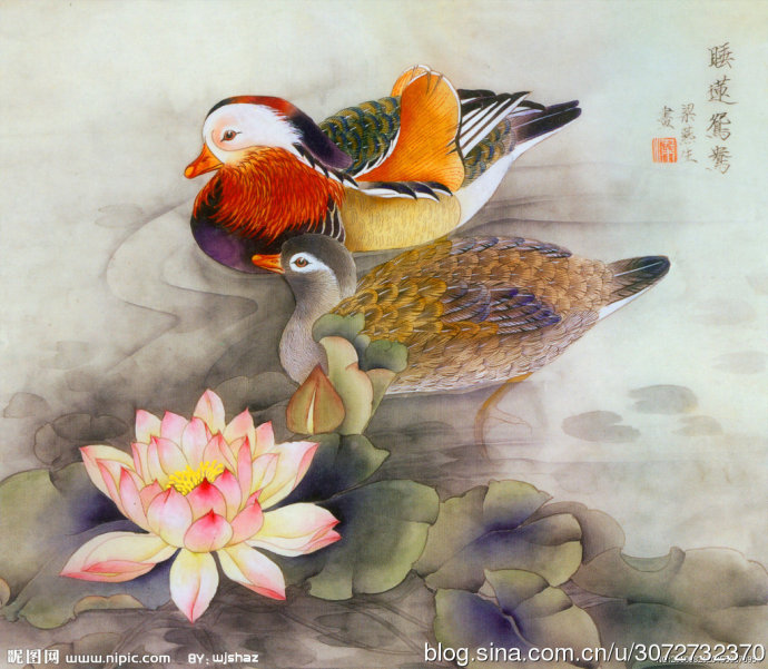 工笔只羡鸳鸯不羡仙