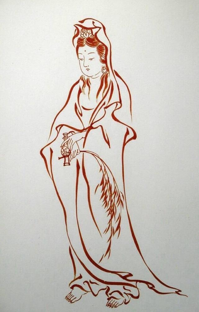 白描-"观世音菩萨……"丨弘一 绘