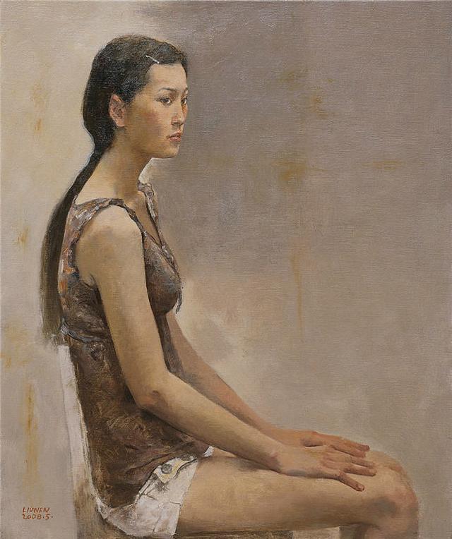 深圳大学美术系教授人体油画中的漂亮女孩