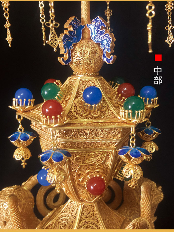 曾建中大师作品纯银镀金花丝镶嵌三羊开泰寓意吉祥