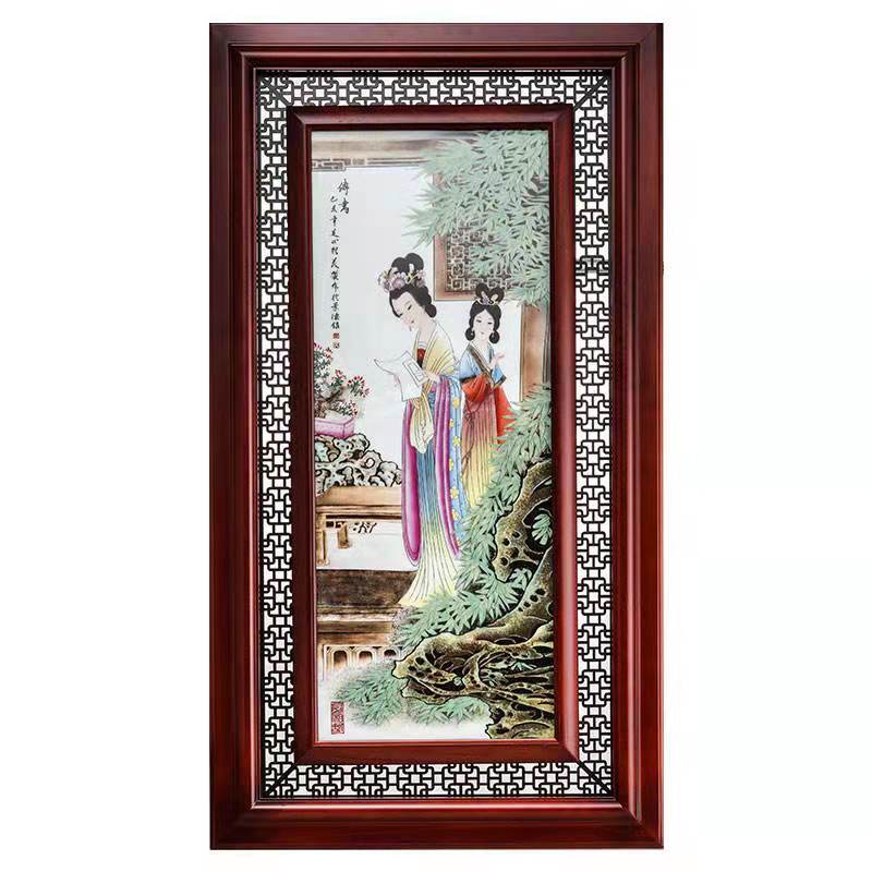 张松茂西厢记瓷板画四条屏大师经典创作