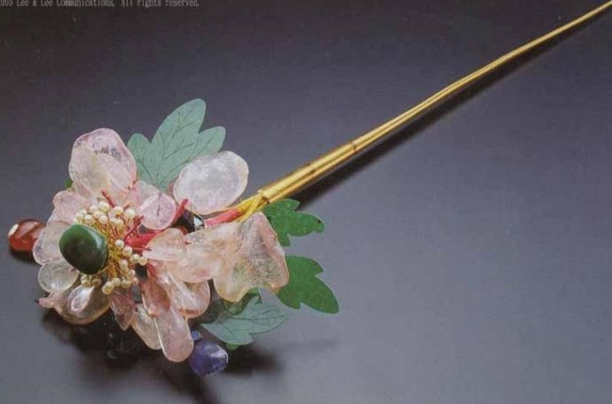 清代累丝凤鸟纹金簪明代宝石围簪明代帝后簪明代金累丝镶宝石青玉镂空