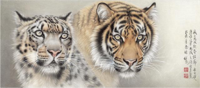 画家刘继彪笔下的虎犬生威