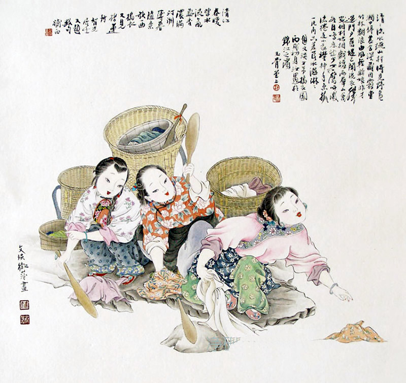 中国当代名家武卫萍国画民俗图