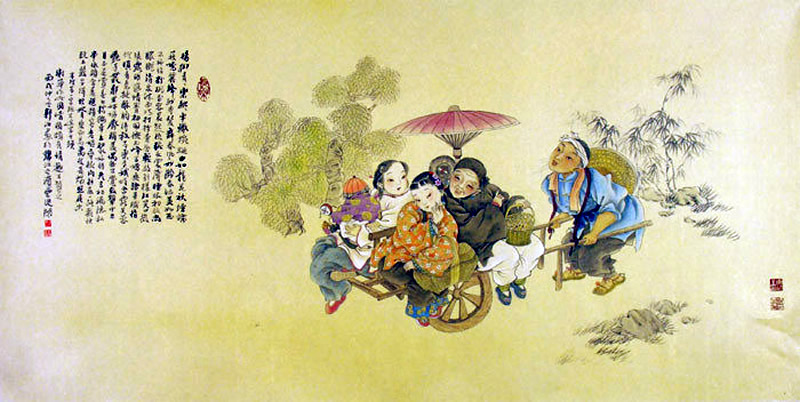 中国当代名家武卫萍国画民俗图