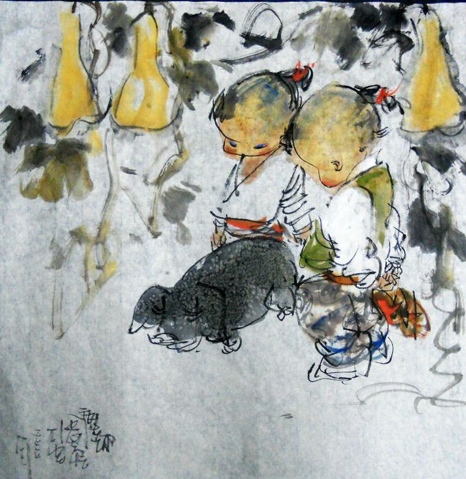 艺术家:陈奇[妙趣横生的国画童趣娃娃] - 石墨閣 - 石墨閣