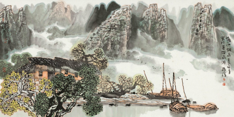 黄格胜是"漓江画派"的领军人物,他擅长中国画,特别是山水画,作品或