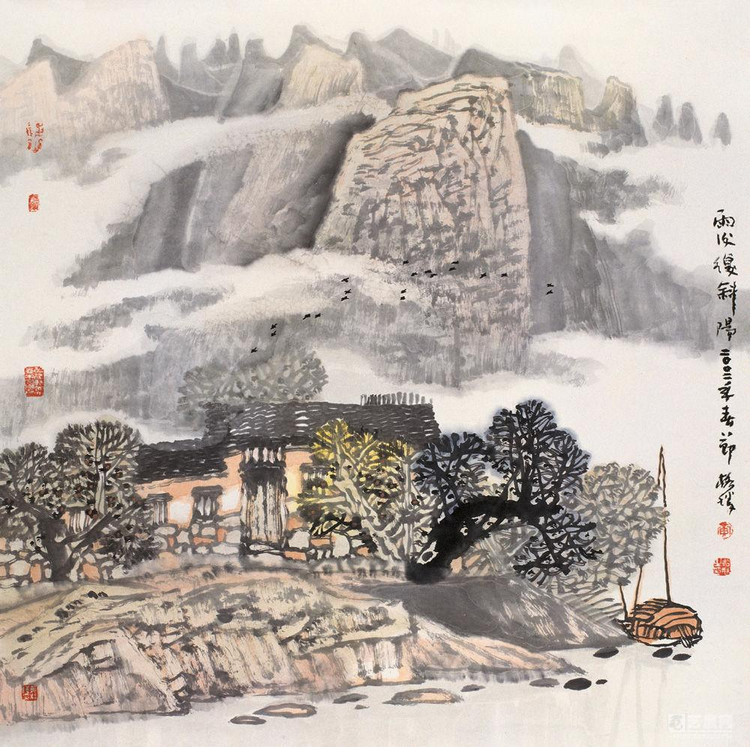 黄格胜是"漓江画派"的领军人物,他擅长中国画,特别是山水画,作品或