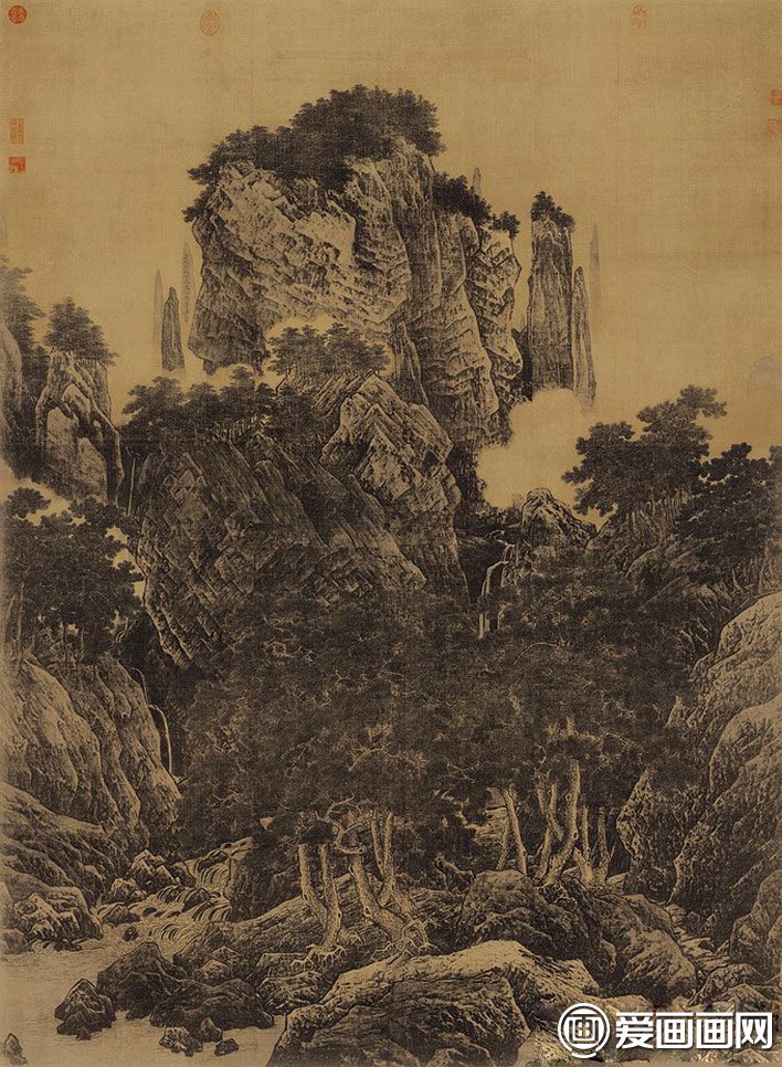 李唐万壑松风图宋代画家李唐山水名画高清大图赏析