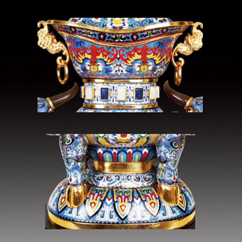 张同禄大师作品景泰蓝牛转乾坤摆件掐丝珐琅摆件